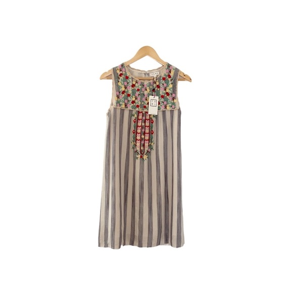 THML Dresses & Skirts - THML Embroidered Sleeveless Stripe Dress Size XS New